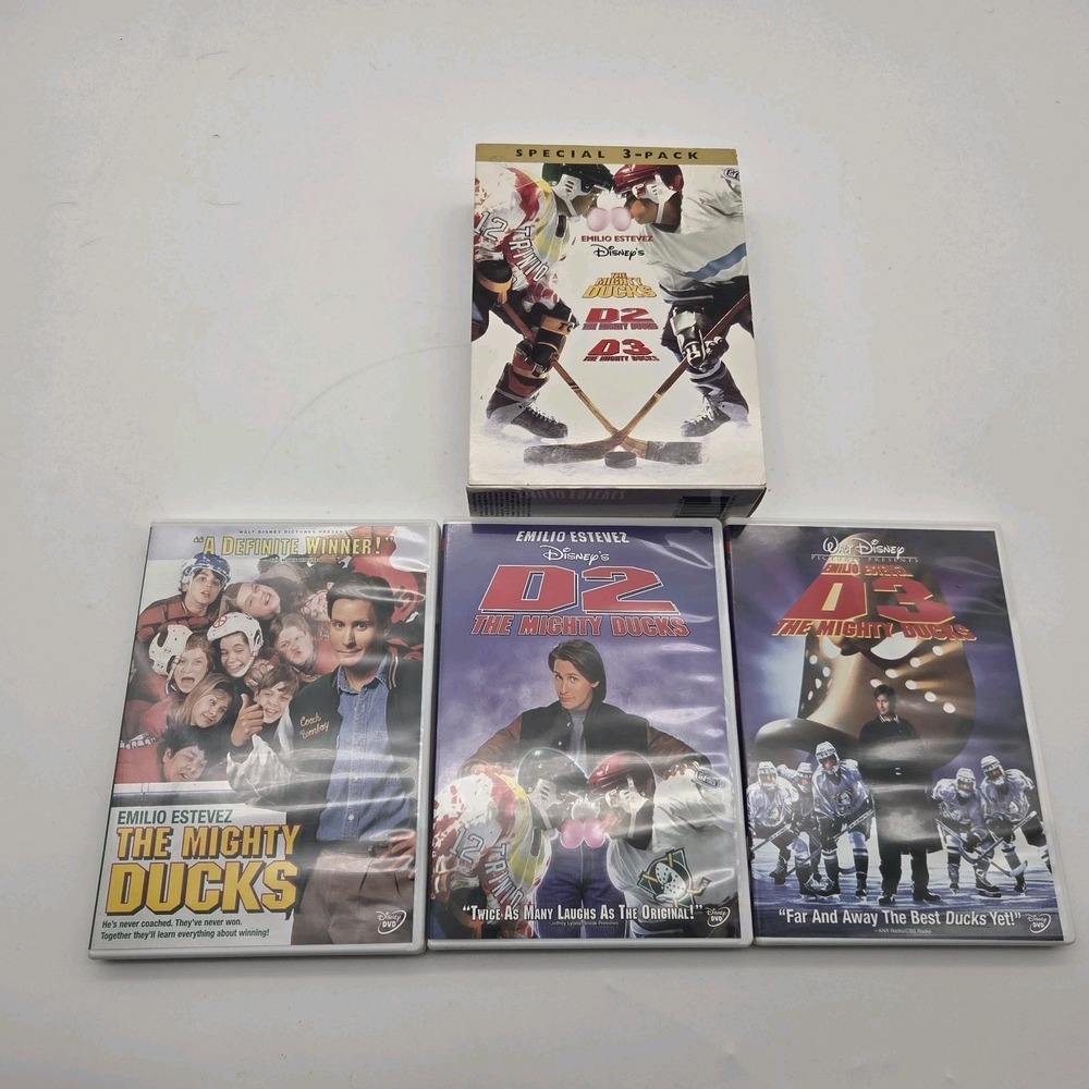 The Mighty Ducks DVD Box Set 3-Pack D1 D2 D3 Disney 2002 Emilio Estevez